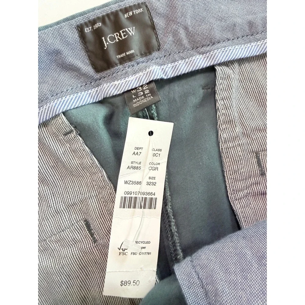 J.Crew 484 Slim‎ Fit Stretch Chino Pants Mens 32x32 Green Blue AR885